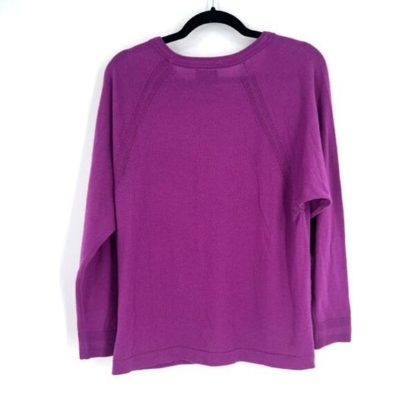 J. Jill Wearever Collection‎ Washable Merino Wool Pointelle Sweater Purple Sz XS - Picture 3 of 9